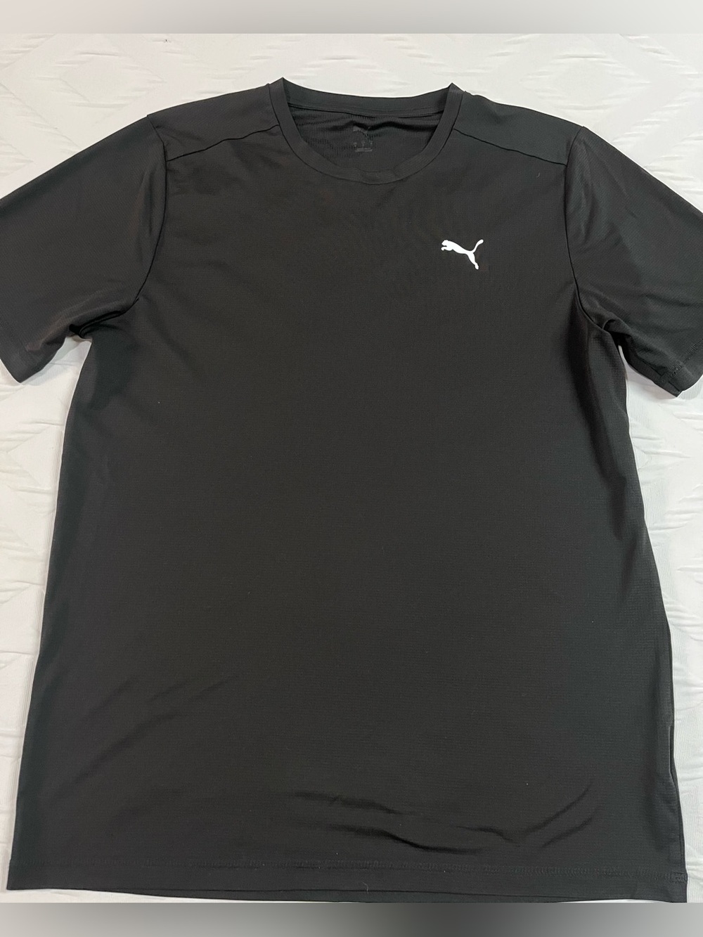 Puma Black Short Sleeve Performance Tee with Vertical Logo